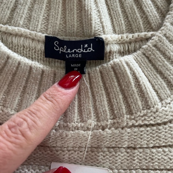 New! Splendid Designer Striped Cream and Purple Women's Acrylic Sweater - Picture 13 of 13